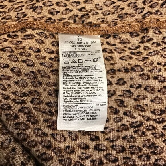 Gap XL NWT Leopard Animal Print Belted Long Sleeve Dress Brown Pockets - Picture 7 of 10